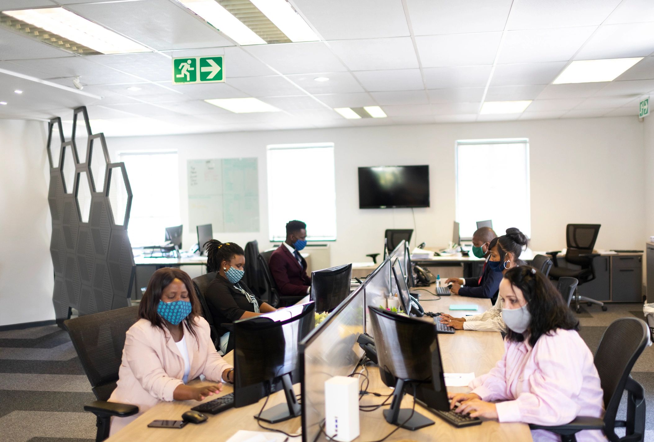 Commercial office environment supporting a clean professional workplace
