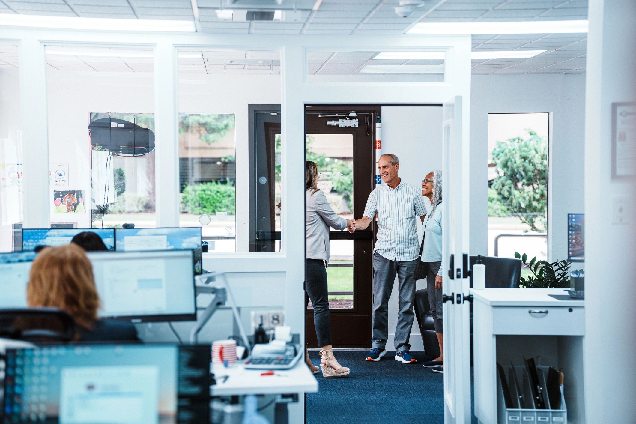 Professional business setting with client-facing service