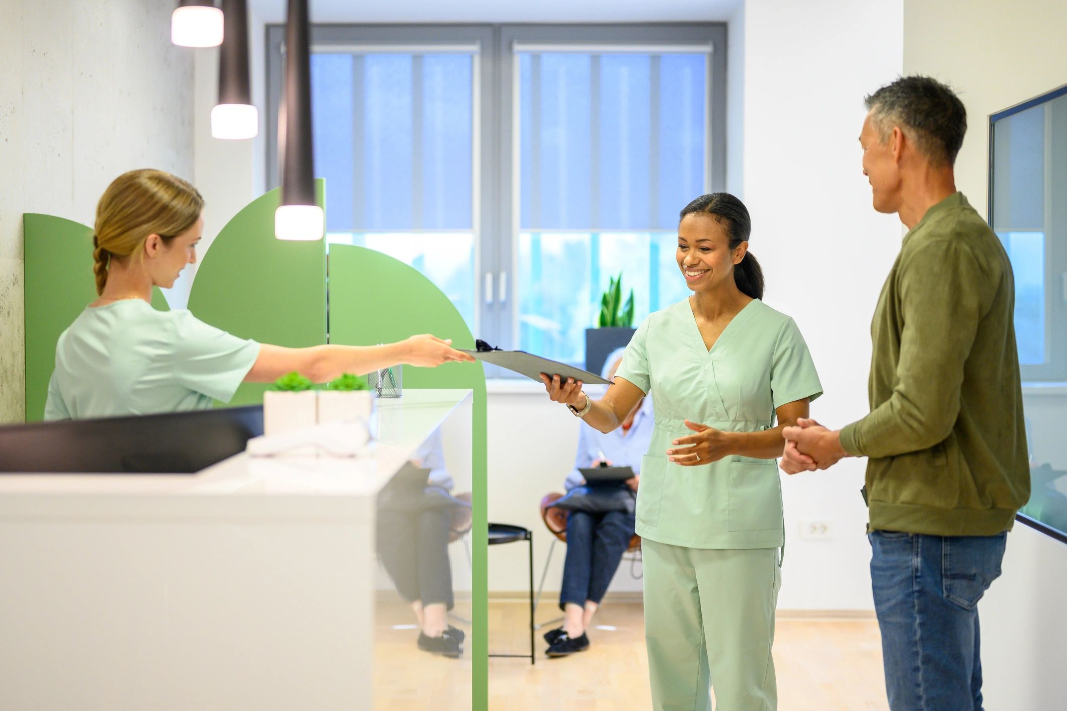 Clean and welcoming medical office reception environment